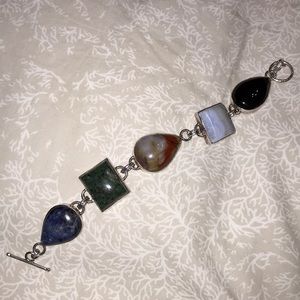 Silver and Multi Colored Stone Toole Bracelet